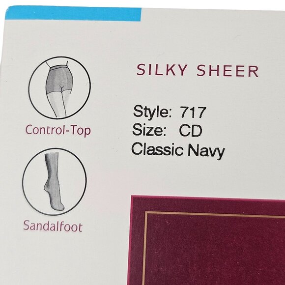 Hanes Silk Reflections Silky Sheer Pantyhose 717 718 Navy Size CD Vintage - Picture 4 of 9